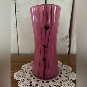 ✨💕Vintage Murano-Style Pink Art Glass Vase | Hand Blown Studio Glass